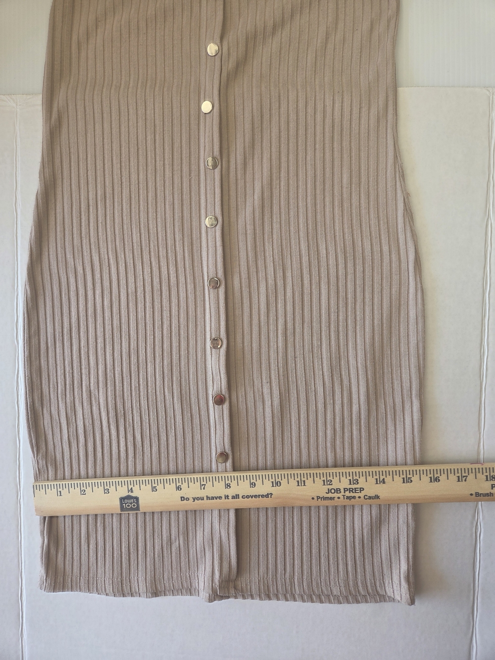 Say What? One-Shoulder Ribbed Button-Front Dress - Beige - Picture 7 of 10